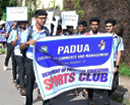 600 Youth partake in Anti-Drug Awareness Inter-organizational WALKATHON of Mangalore Diocese